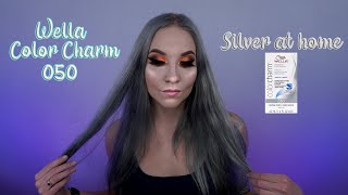 Dying my hair silvergrey with Wella Color Charm 050 [upl. by Snevets]