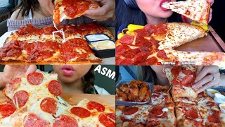 PEPPERONI amp CHEESE PIZZA 🍕 compilation  asmr mukbang  pizza eating asmr sounds 🧀🍕 [upl. by Agem]