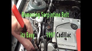 Cadillac  GM  Northstar  How to replace serpentine belt  what mechanics wont tell you DIY [upl. by Rma817]