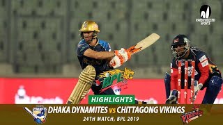 Dhaka Dynamites vs Chittagong Vikings Highlights  24th Match  Edition 6  BPL 2019 [upl. by Wooster902]