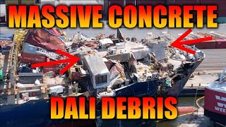 Massive concrete support from Key Bridge on Dali 4k bonus drone video from Baltimore Harbor [upl. by Ferrell]