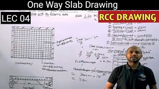 LEC 04 one way slab drawing  rcc drawing 4th semester  one way rcc slab drawing [upl. by Alinna]