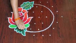 7×4 New year rangoli 2024  flower new year rangoli [upl. by Christie]