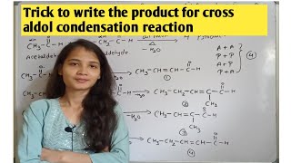 Trick to write the product for cross aldol condensation reaction class 12 [upl. by Selij]