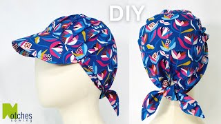 DIY Tie Back Cap  How to make a Pleated Hat with Brim [upl. by Tnayrb]