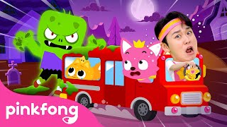 The Wheels on the Halloween Bus go Round and Round  Escape the Monsters  Hoi  Official Pinkfong [upl. by Eniamraj24]