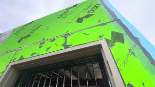 How to do metal stud framing exterior sheathing dense glass caulking air barrier metal roofing [upl. by Edahc]