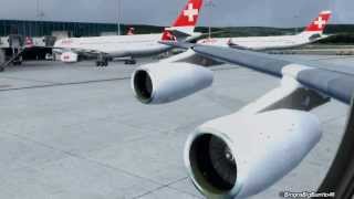 FSX SWISS A340300 Zurich TakeOff [upl. by Eedebez]