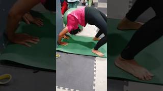 Chakrasana for beginners with the help of wall yogawithpahalluxmi fitness yoga flexibility [upl. by Olleina]