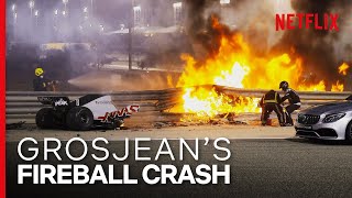 Grosjeans Insane Fireball Crash  Formula 1 Drive To Survive S3  Netflix [upl. by Rechaba]