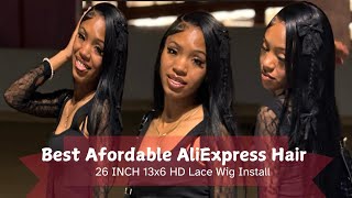 AliExpress Frontal Wig Review  Install 26 inch Bling Hair Factory [upl. by Cousins]