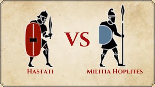 ROME II Total War  Hastati VS Militia Hoplites [upl. by Boonie]