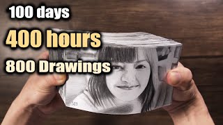 100 DAYS of Drawing LISA FLIPBOOK  DP ART DRAWING [upl. by Heti356]