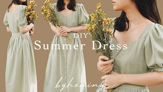 DIY Summer Dress 🌞🌿  Easy Summer Dress for Beginners  FREE PATTERNS [upl. by Annoya]