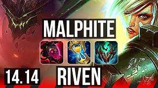 MALPHITE vs RIVEN TOP  8 solo kills 67 winrate 1546  EUNE Grandmaster  1414 [upl. by Izabel]