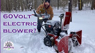 Electric snow blower  first test use Toro Flex Force 60 Volt e26 HA Power Max brushless [upl. by Solrak]