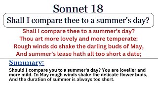 Sonnet 18  Shall I compare thee by William Shakespeare Summary Explanation and Critical Analysis [upl. by Waldos831]