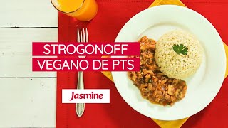 Receita de Strogonoff Vegano de PTS  Jasmine Alimentos [upl. by Kramlich]