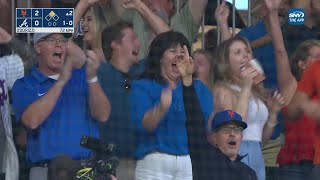 Homer in first career atbat and family goes crazy Mets Brett Batys epic first home run [upl. by Enylecoj]