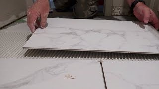 How To Install Porcelain Tile On A Bathroom Floor SIMPLE amp EASY [upl. by Ynohtnaeoj346]