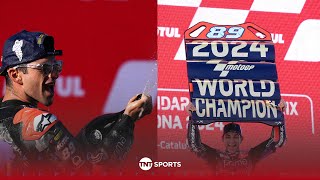 PODIUM CELEBRATIONS 🍾 Jorge Martín celebrates after winning 2024 MotoGP championship 🏆 [upl. by Feld]