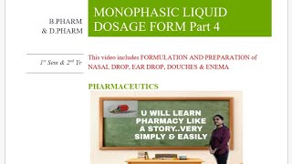 EAR DROP NASAL DROP DOUCHES amp ENEMA Formulation [upl. by Spohr]