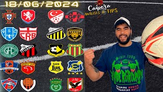 PALPITES DE FUTEBOL PARA HOJE 18 06 2024 TERÇA 19 JOGOS  BILHETE PRONTO Caipora Análises e TIPs [upl. by Annaek]