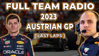 Verstappen LAST LAPS full team radio 2023 Austrian GP [upl. by Ladiv41]