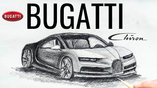 Bugatti Chiron  HyperRealistic Pencil Drawing TimeLapse [upl. by Chadburn863]