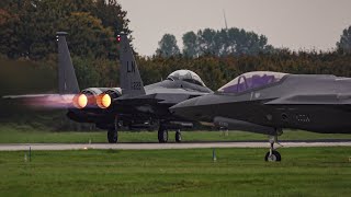 4K Airplane Spotting Leeuwarden RNLAF I RNLAF F35 USAirforce F15 amp F35 Takeoff [upl. by Ynamad]