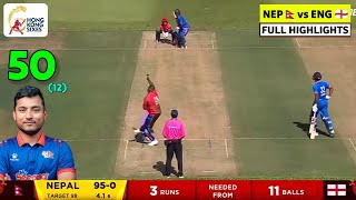 Nepal vs England Cricket Highlights 2024  NEP vs ENG Hong Kong Sixes 2024 Highlights  Sundeep Jora [upl. by Ynettirb]