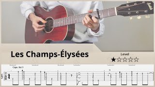 【TAB】Les ChampsÉlysées オー・シャンゼリゼ  FingerStyle Guitar ソロギター【タブ】 [upl. by Shaughnessy]