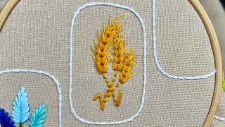 Wheatear Embroidery Spikelet Embroidery How to embroider a wheatear Handkerchief Designs Ideas [upl. by Buck812]