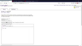 Array2 sum13 Java Tutorial  codingbatcom [upl. by Eire]