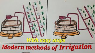 Modern methods of irrigation drawing sprinkler system drawing Drip system of irrigation drawing [upl. by Akilam]