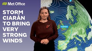 29102023  Storm Ciarán  Met Office Weather Forecast [upl. by Yllod712]