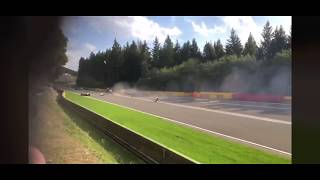 Fatal Crash F2 Spa Feature Race  318  Juan Manuel Correa hitting Anthoine Hubert [upl. by Oloapnaig]