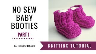 Knitting tutorial How To Knit No Sew Baby Booties  Part 1  Sole  Pattern Duchess [upl. by Okubo]