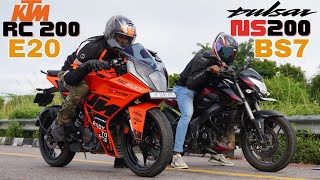 NS200 BS7 vs KTM RC200 E20 Drag Race [upl. by Suivatal]