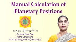 Manual Calculation of Planetary Positions  Jyothishya Basics English [upl. by Anailuj]