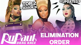 Season 16 EARLY Elimination Order amp TOP 2  RuPauls Drag Race [upl. by Wenz698]