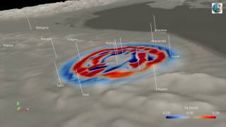 SHAKEMOVIE propagazione onde sismiche del terremoto Mw 65 del 30 ottobre 2016  Italia Centrale [upl. by Karalynn]