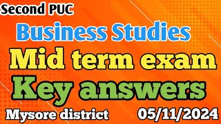 2nd PUC Business Studies midterm exam key answer  Mysore district  05112024 [upl. by Azar282]