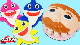 Feeding Mr Play Doh Head Fun amp Easy DIY Play Dough Baby Shark Cookies [upl. by Tat506]