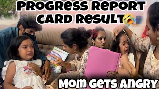 Saanu First Progress report card வந்துருச்சு😵‍💫  mom gets angry 😡 low mark😑 prank saanvikashree [upl. by Sokin]