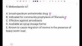 External pharmacy exam past paper mcq about Mebendazole [upl. by Adnawal]