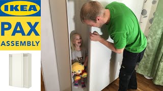 IKEA PAX Wardrobe Assembly with IKEA HASVIK Sliding Doors [upl. by Nosyk872]