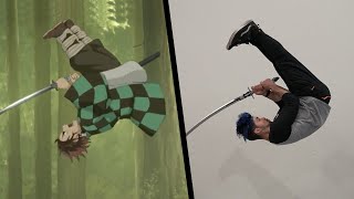 Stunts From Demon Slayer In Real Life Kimetsu No Yaiba [upl. by Wershba]