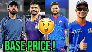 Indian Players Base Price For IPL 2025 Mega Auction  KLPant Shreyash Ishan amp More IPL 2025 News [upl. by Westbrooke]