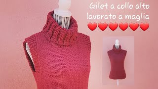 Gilet a collo alto lavorato a maglia tutorial [upl. by Ruben]